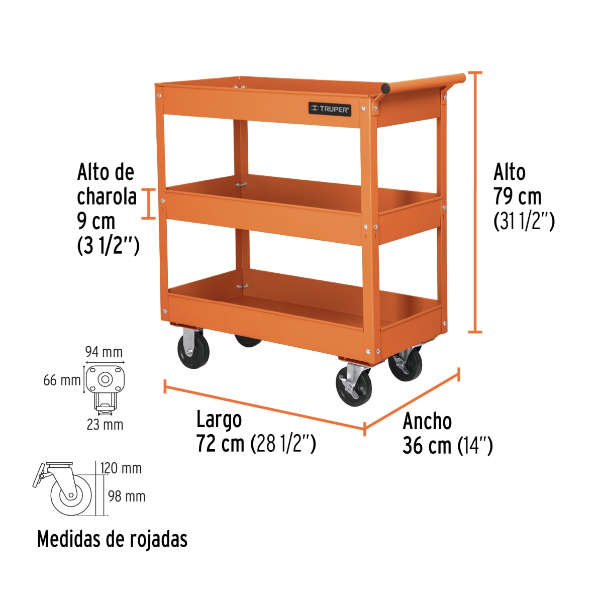 Carro De Servicio Porta Herramientas Con 3 Niveles Truper 115283