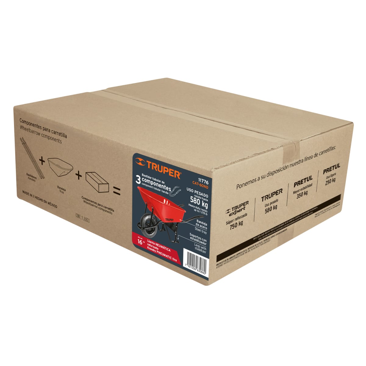 Carretilla Tipo Buggy 6 ft3 Con Llanta Neumática Reforzada  11776 Truper7