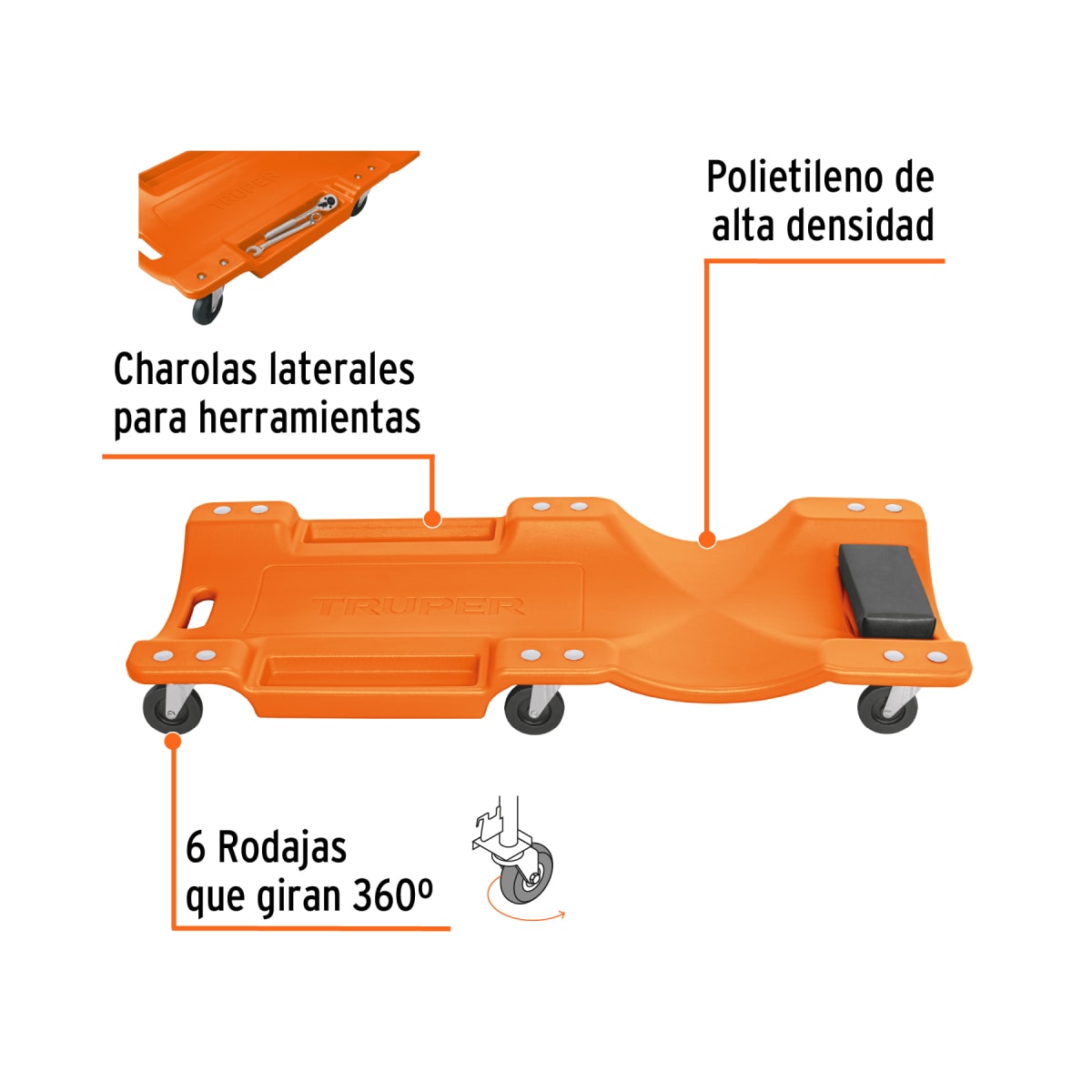 Cama De Plástico 40” Para Mecánico 100904 Truper2