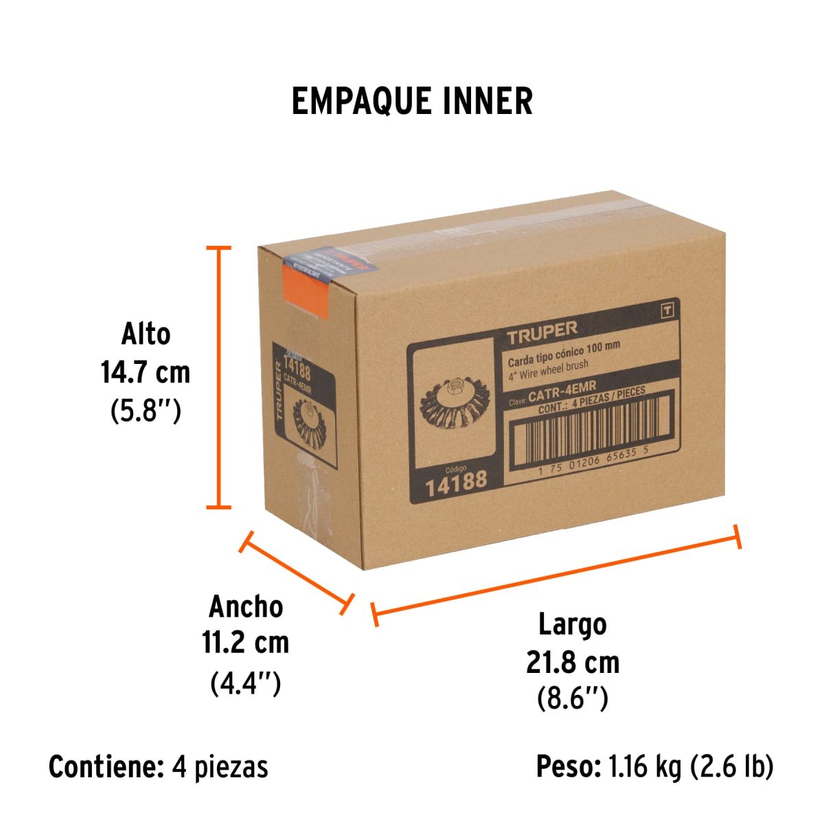 Escobilla tipo copa de alambre trenzado eje m14 Truper 141882