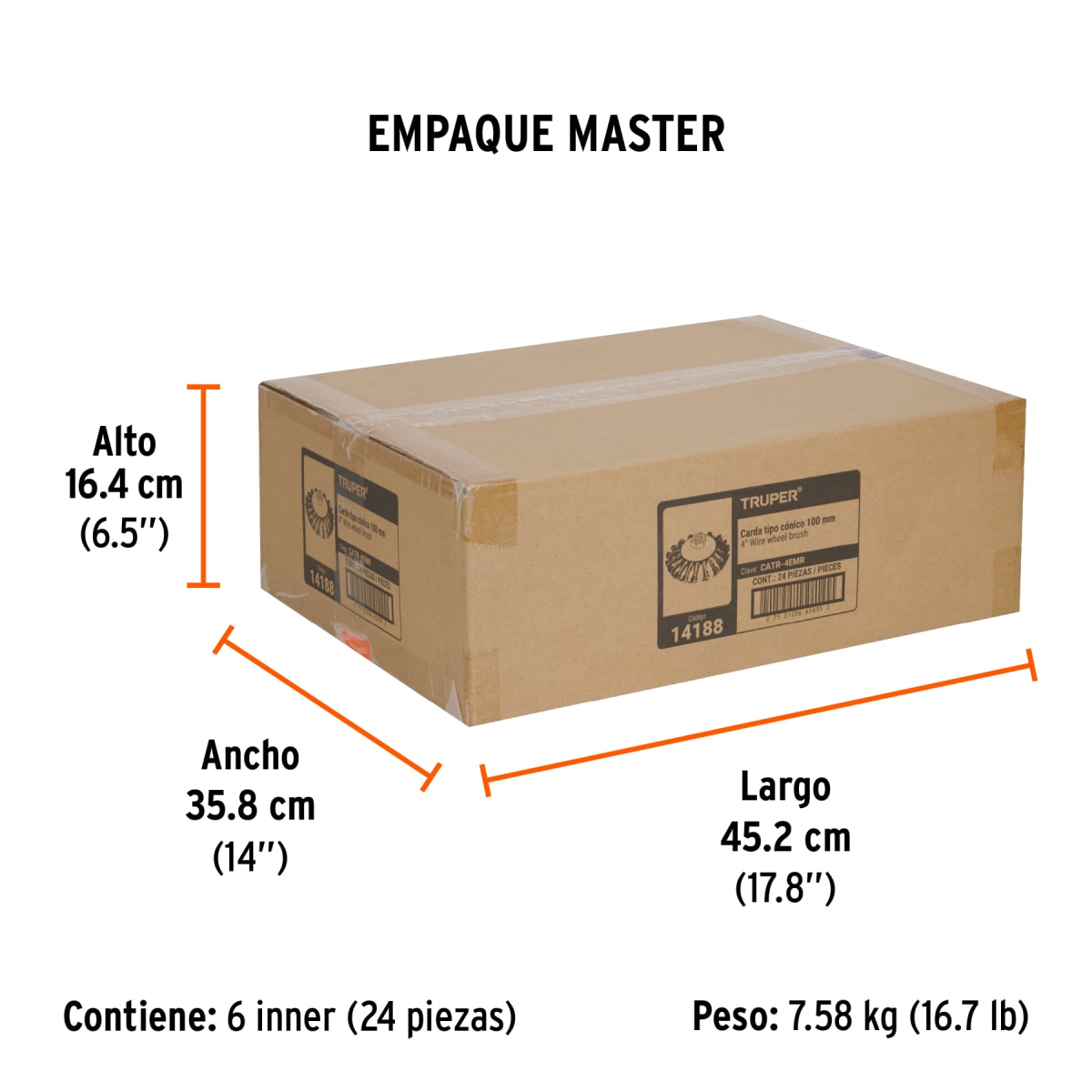 Escobilla tipo copa de alambre trenzado eje m14 Truper 141883