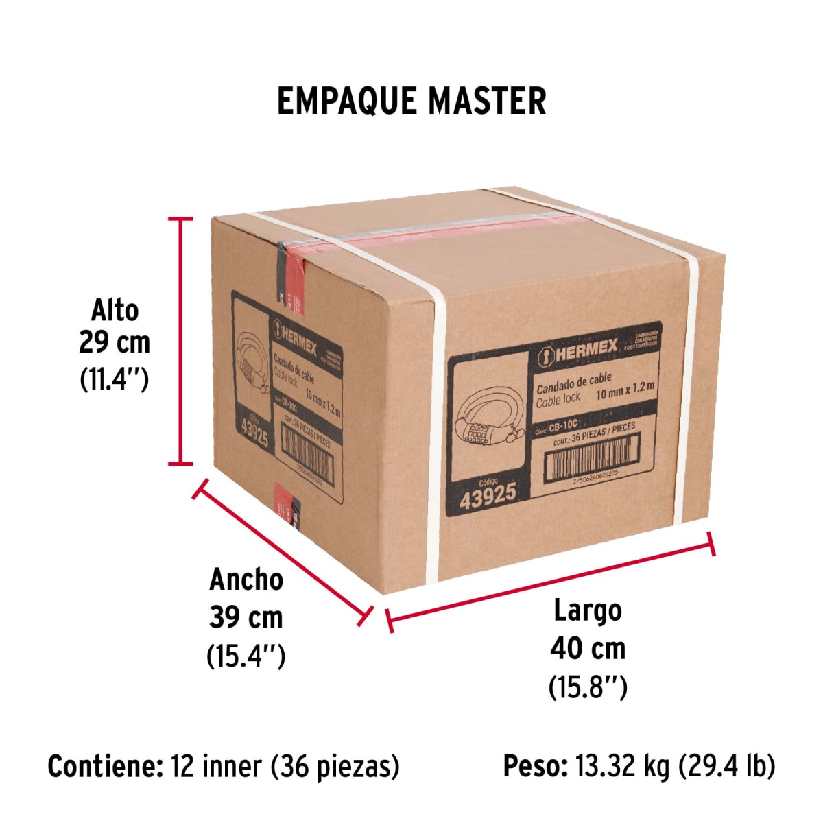 Candado De Cable Tipo Combinación 10 mm x 1.2 Mt Hermex 439256