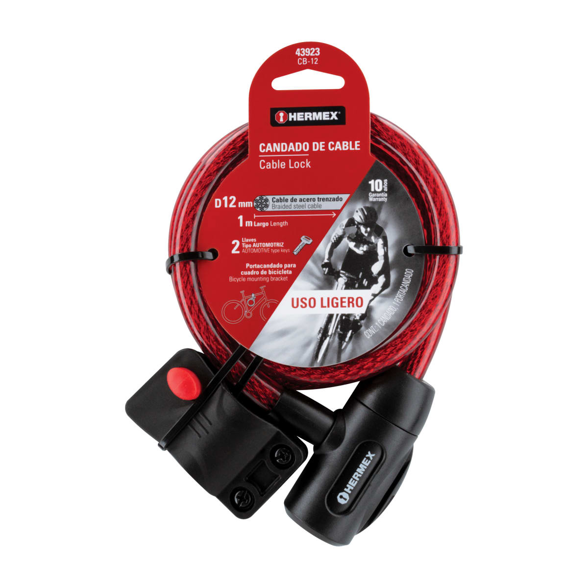 Candado De Cable Con Llave 12 mm x 1 Mt Truper 439233