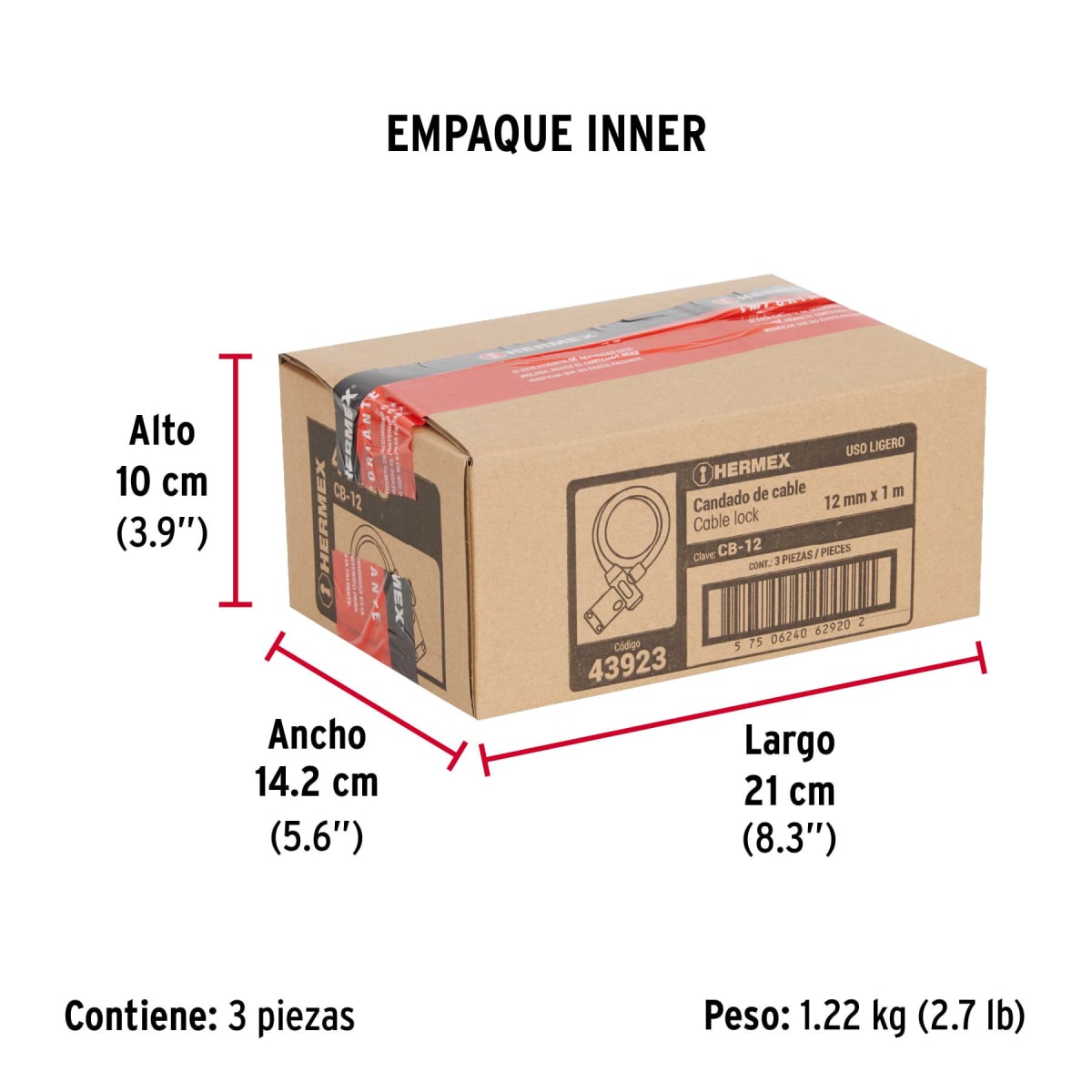 Candado De Cable Con Llave 12 mm x 1 Mt Truper 439235
