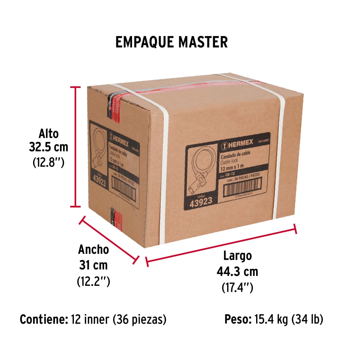 Candado De Cable Con Llave 12 mm x 1 Mt Truper 439236