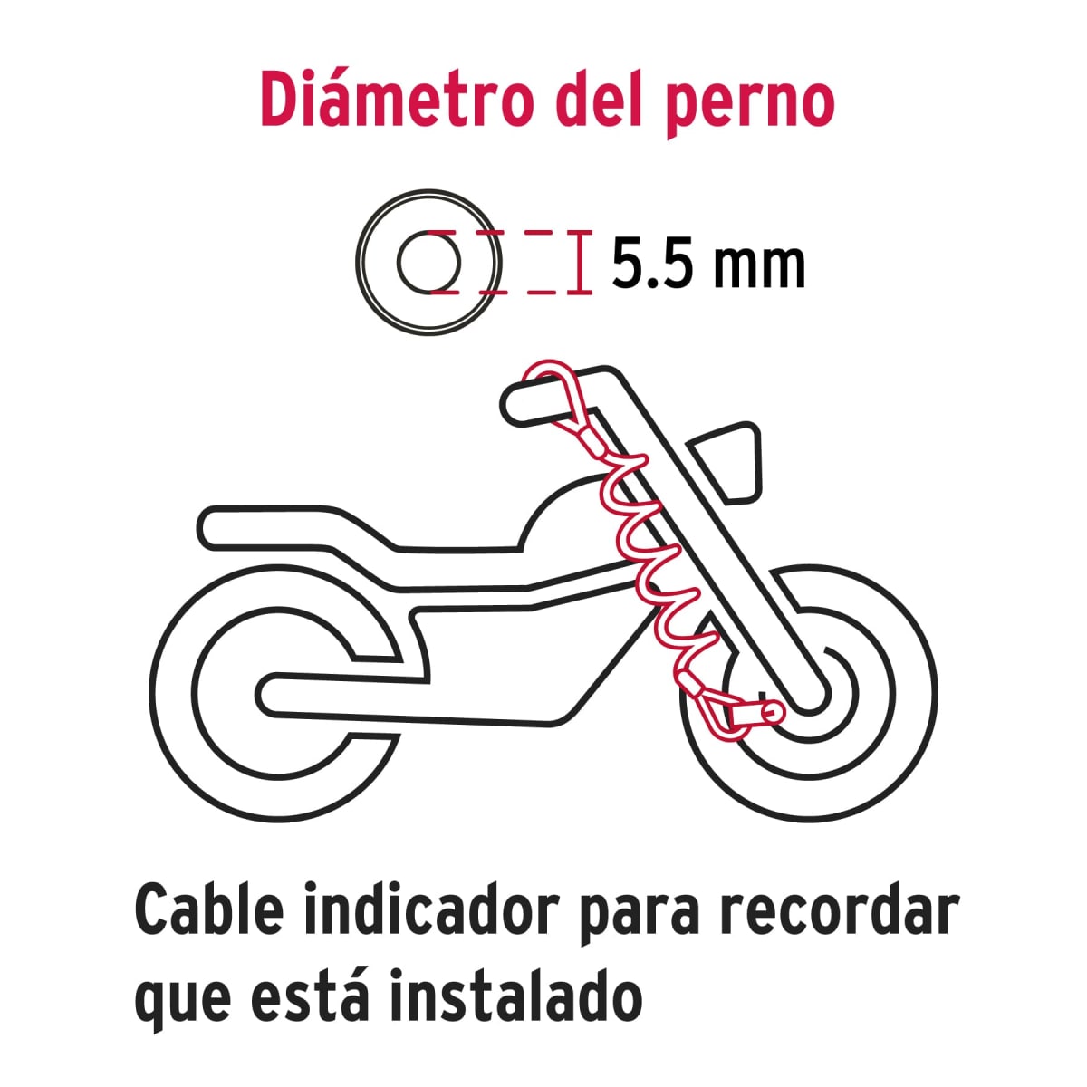 Candado Antirrobo Para Moto Con Frenos De Disco 5.5 mm  Hermex 496223