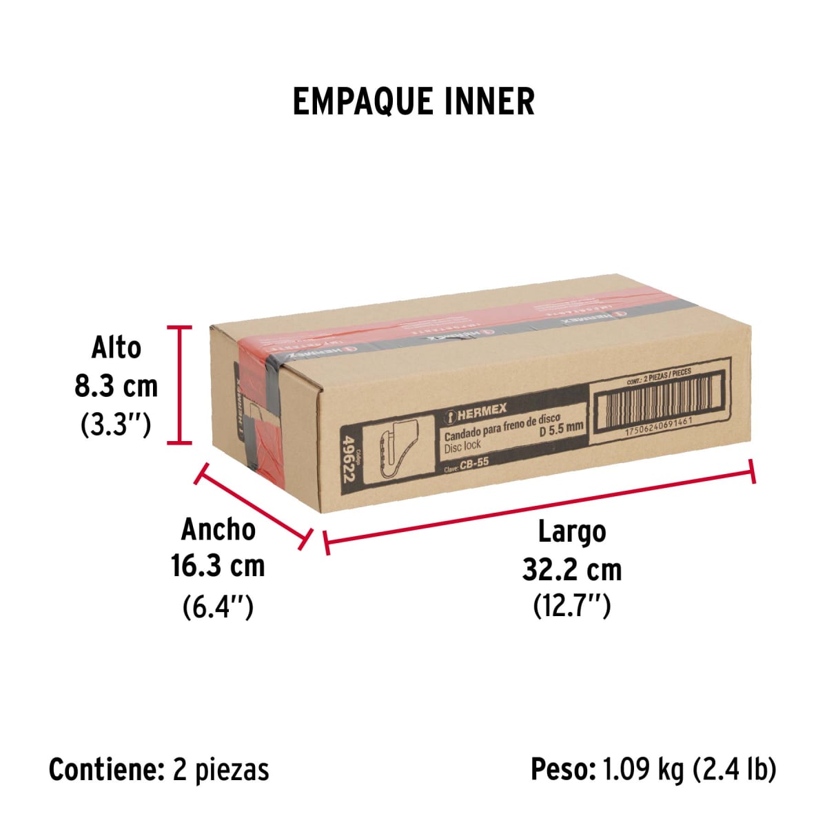 Candado Antirrobo Para Moto Con Frenos De Disco 5.5 mm  Hermex 496225