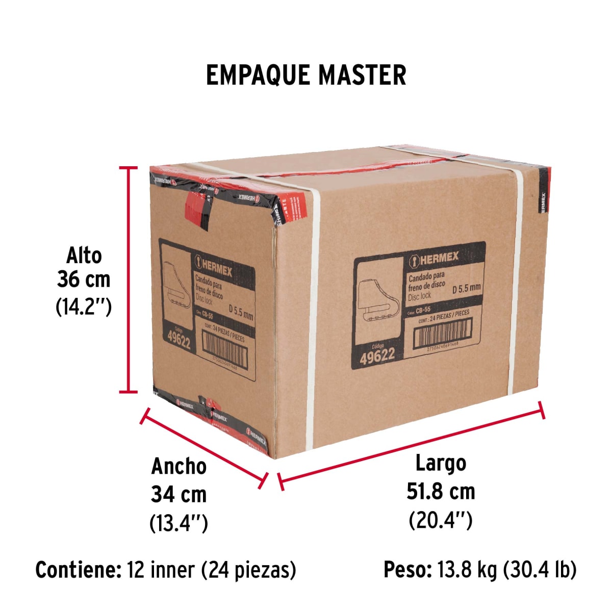 Candado Antirrobo Para Moto Con Frenos De Disco 5.5 mm  Hermex 496227