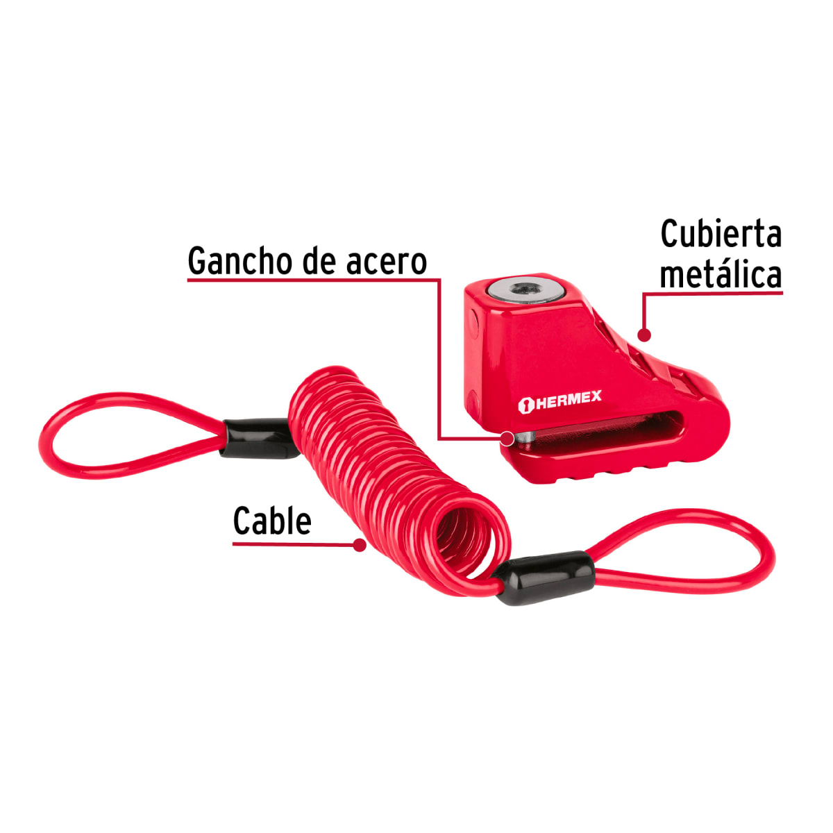 Candado Antirrobo Para Moto Con Frenos De Disco 5.5 mm  Hermex 496228