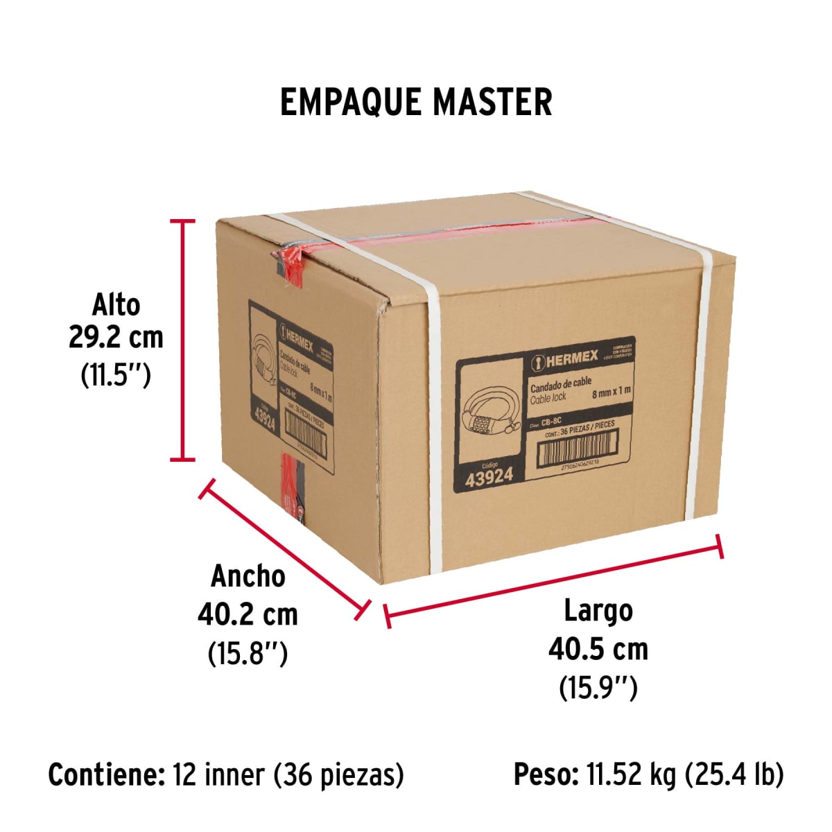 Candado De Cable Tipo Combinación 8 mm x 1 Mt Hermex 439246