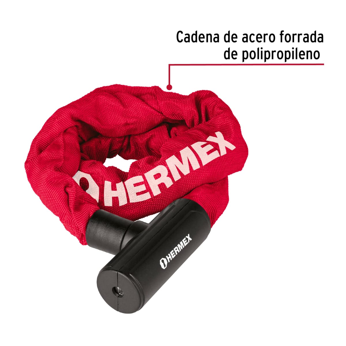 Candado Con Cadena Forrada De 10 mm x 90 Cm Hermex 496212