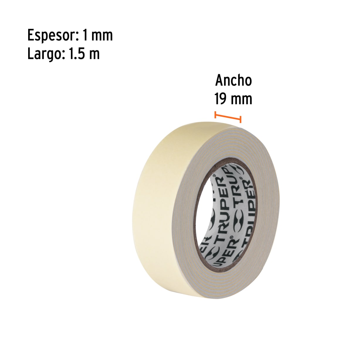 Cinta Doble Contacto De 19 Mm x 1.5 m Truper 117242