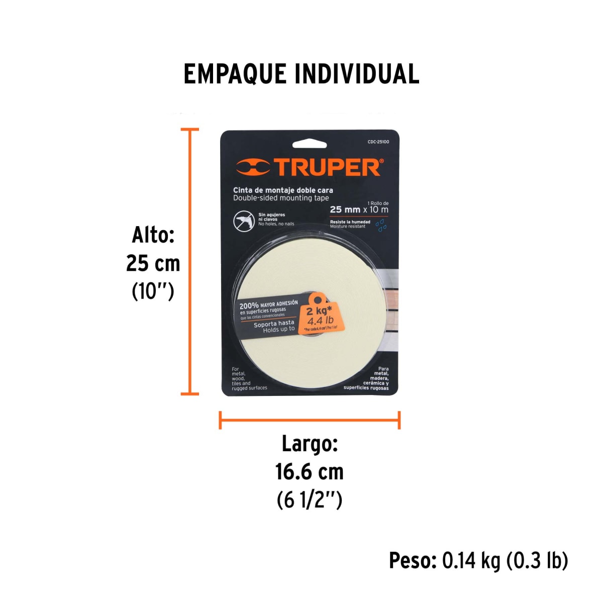 Cinta Doble Contacto De 25 Mm x 10 m3