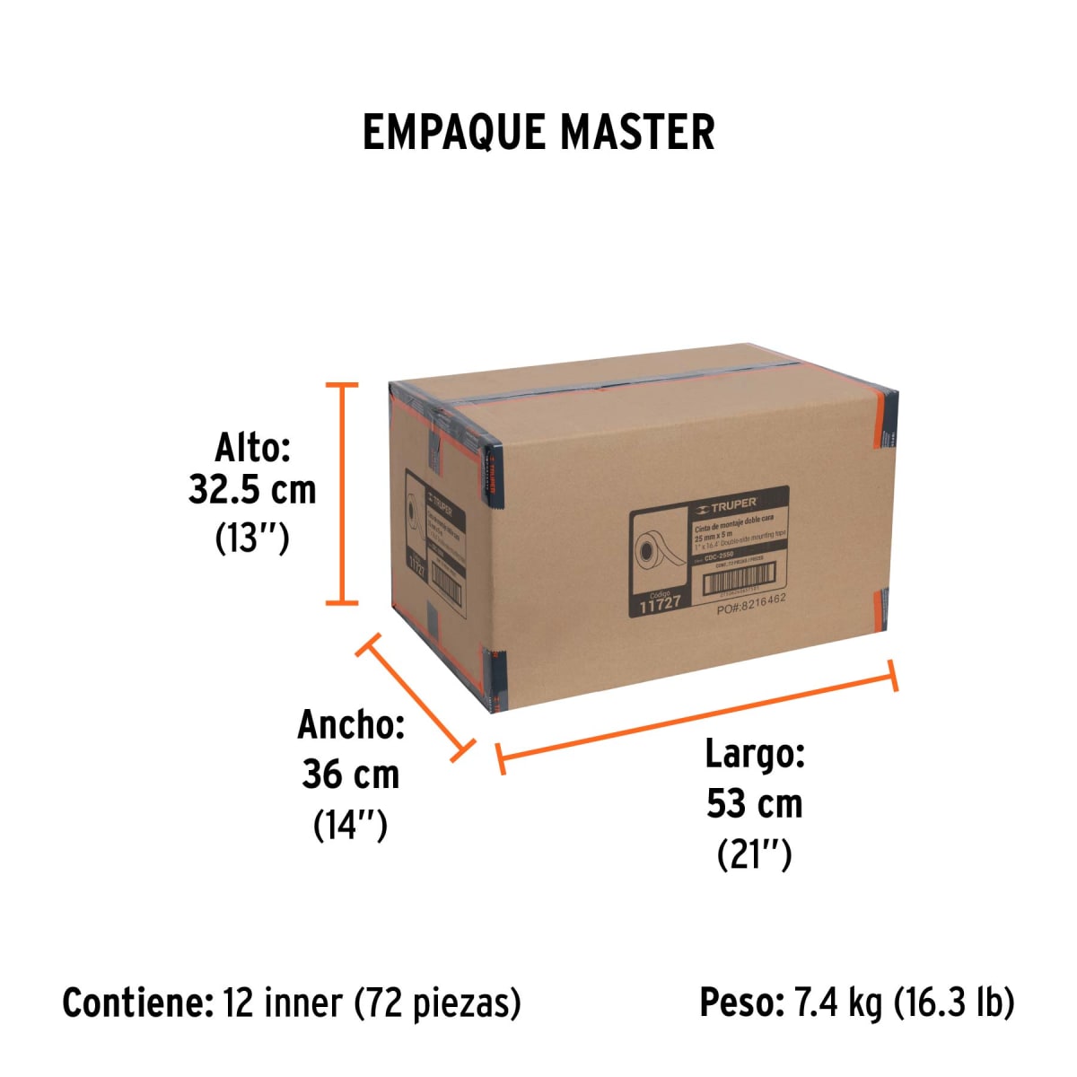 Cinta Doble Contacto De 25 Mm x 5 m Truper 117274