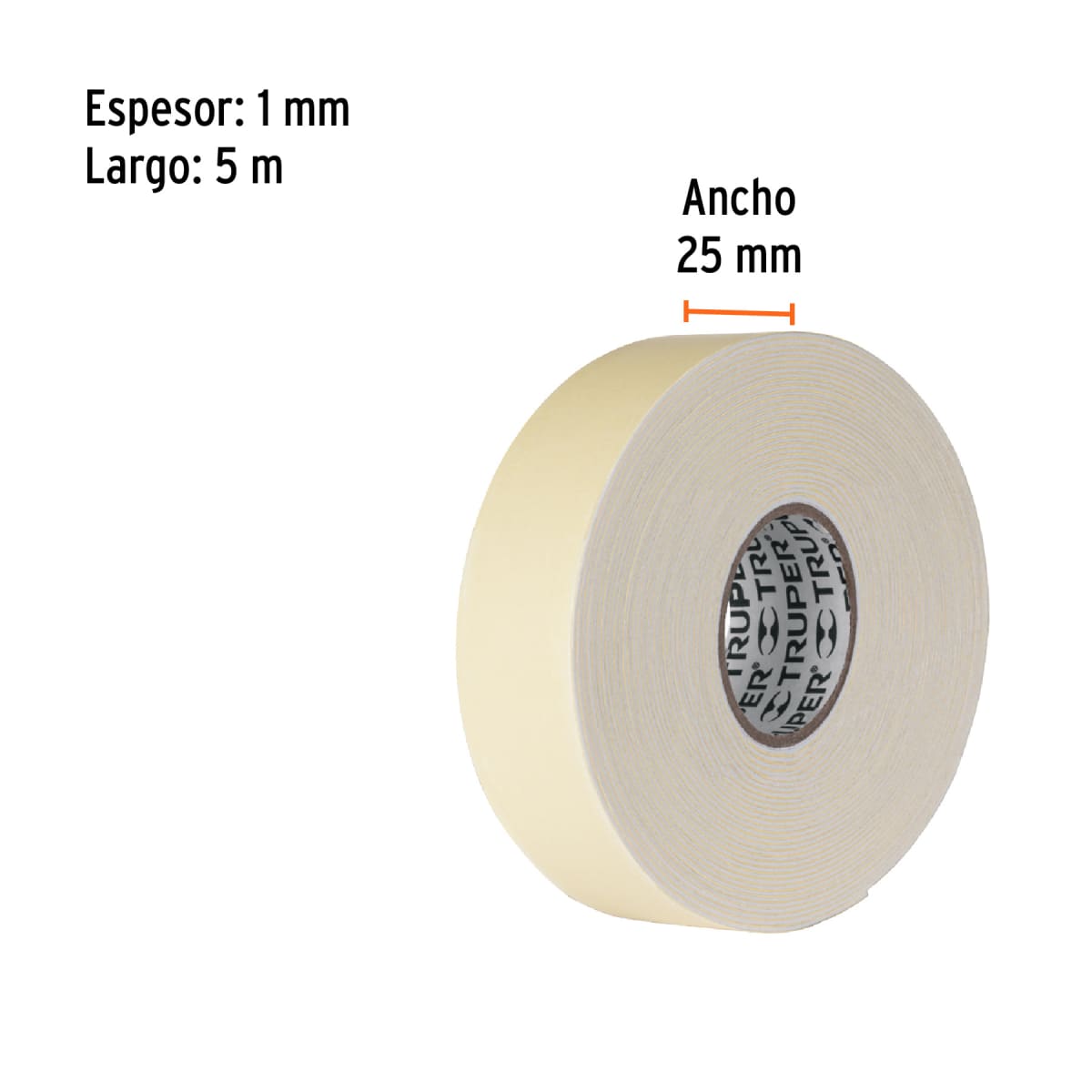 Cinta Doble Contacto De 25 Mm x 5 m Truper 117272