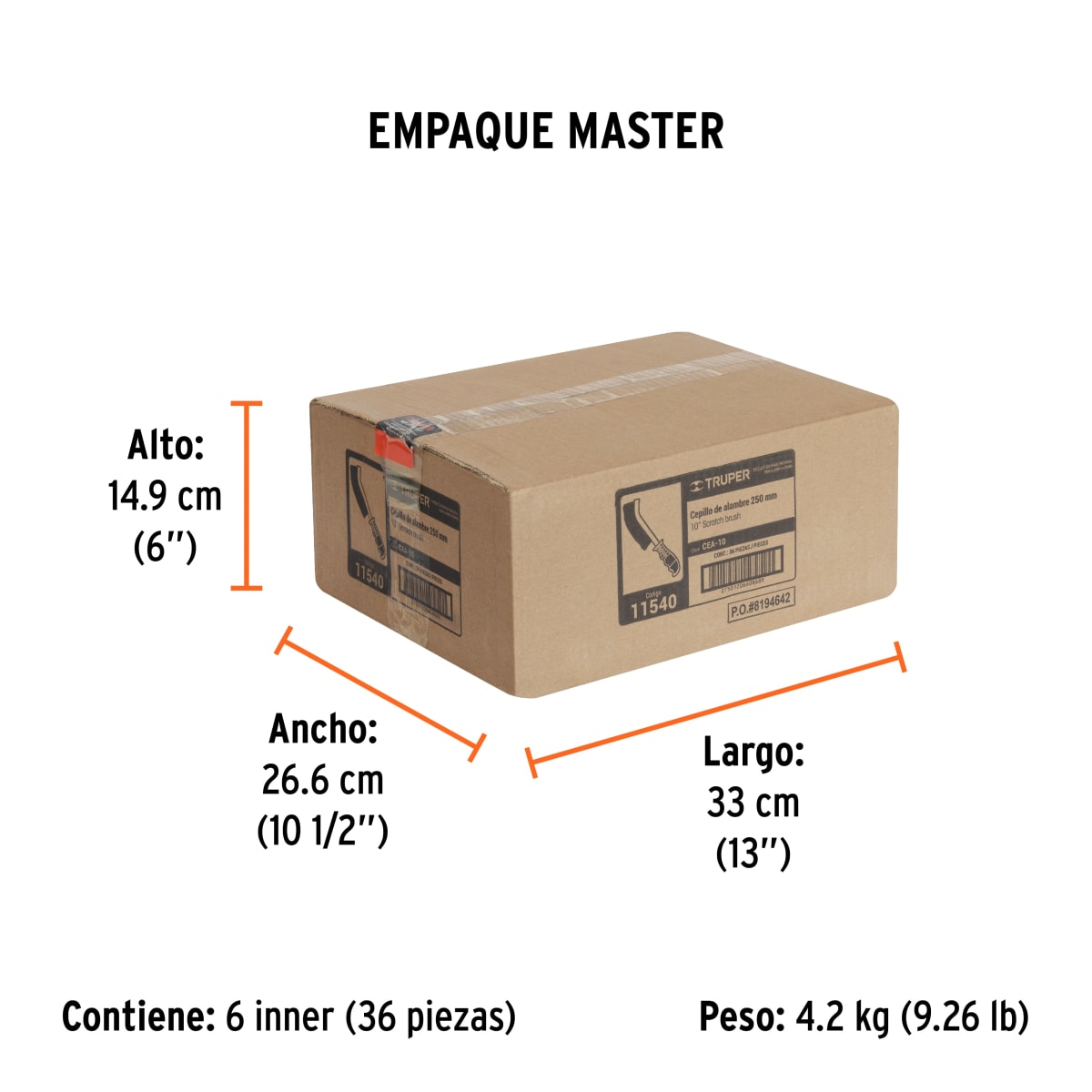Cepillo De Alambre Curvo Anti-Chispa Acero Latonado Truper 115405