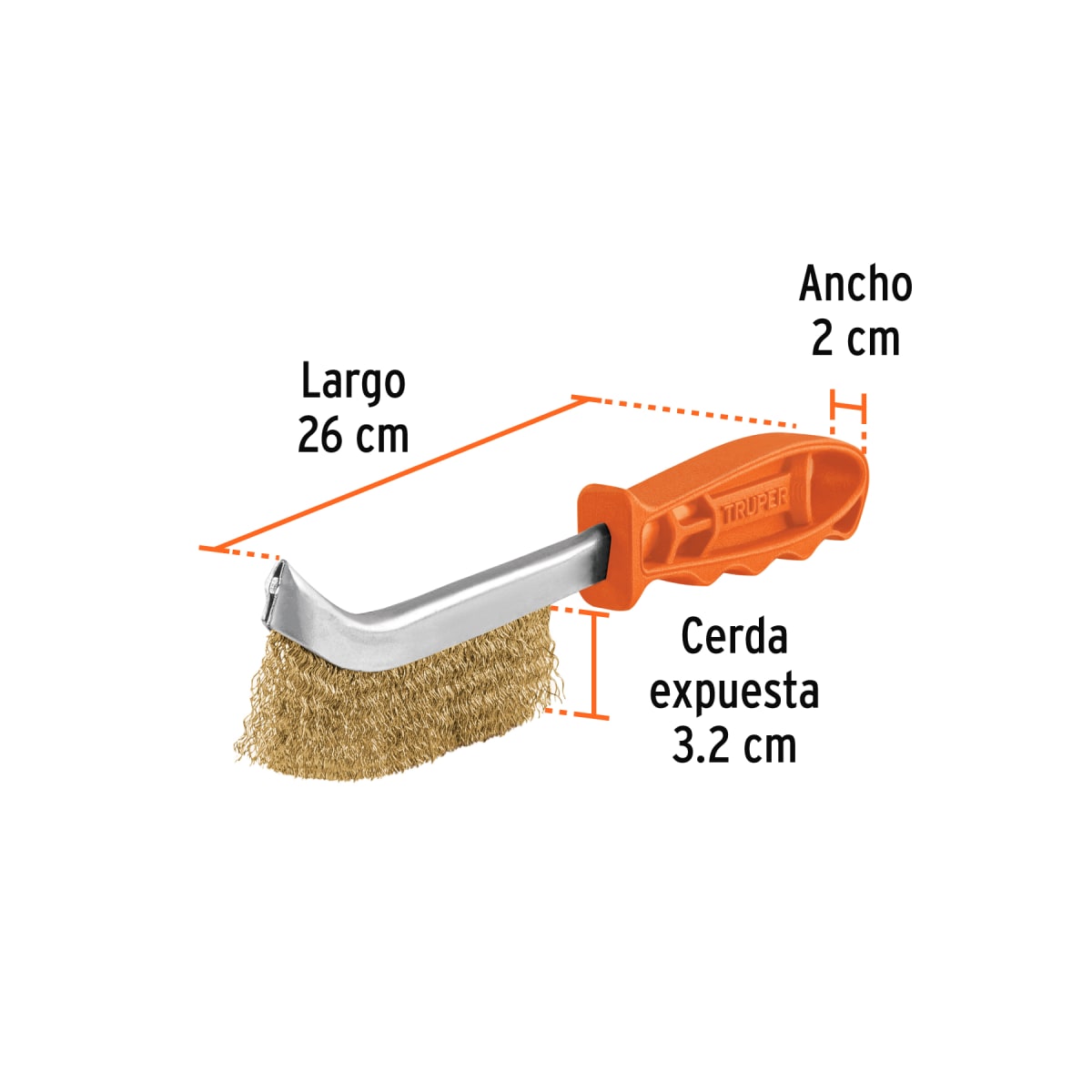 Cepillo De Alambre Curvo Anti-Chispa Acero Latonado Truper 115402