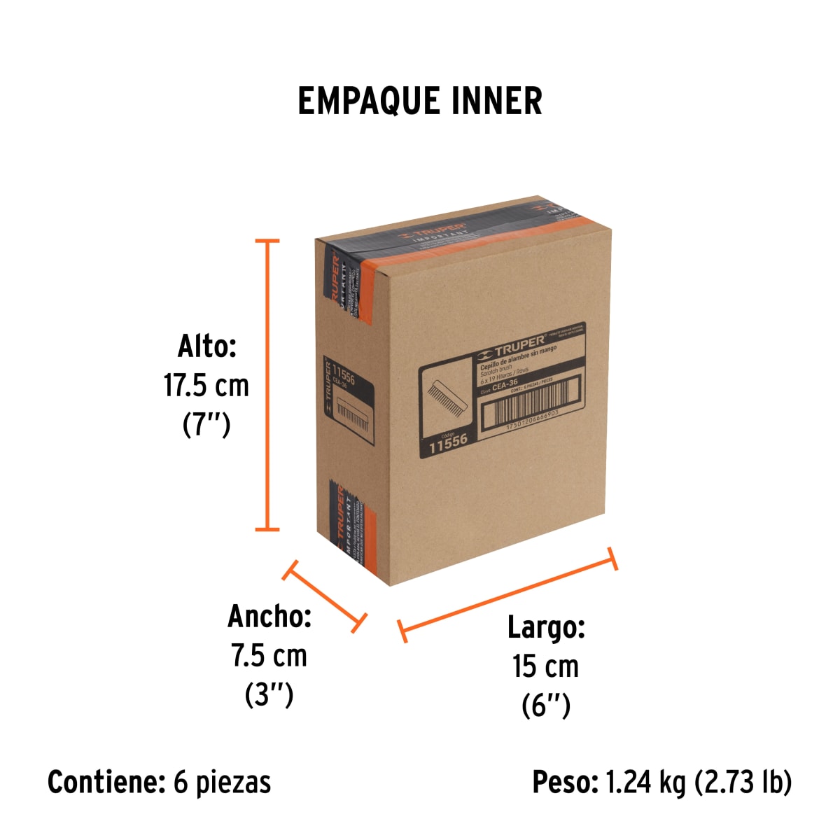 Cepillo De Alambre 114 Pinceles Rectangular Sin Mango Truper 115564