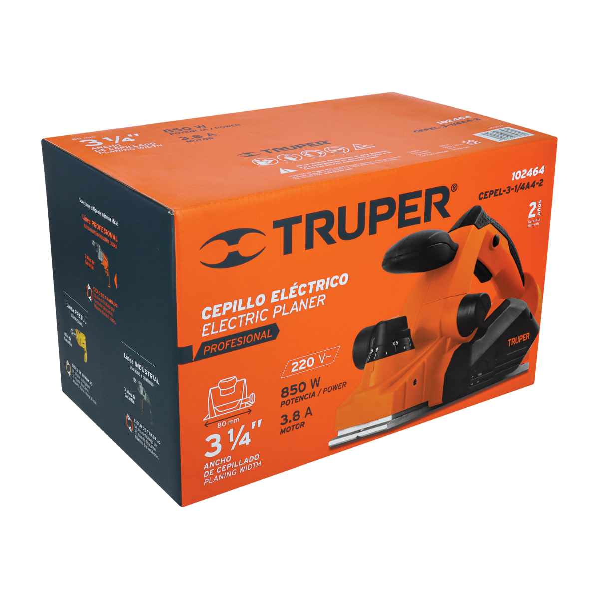 Cepillo Eléctrico 850W Profesional 3-1/4