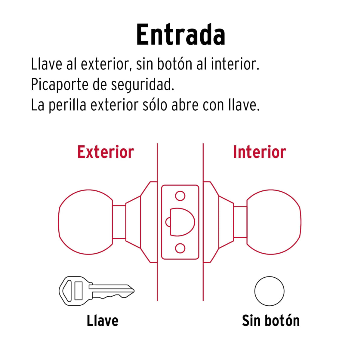 Cerradura Pomo Latón Brillante Entrada Hermex 434724