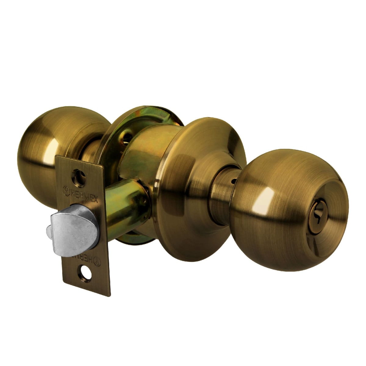 Cerradura Pomo Acero Inox Latón antiguo Habitación Hermer 434702