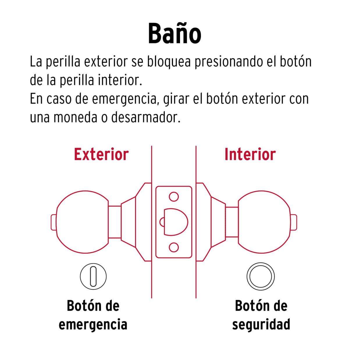 Cerradura Pomo Acero Inoxidable Baño Hermex 434624