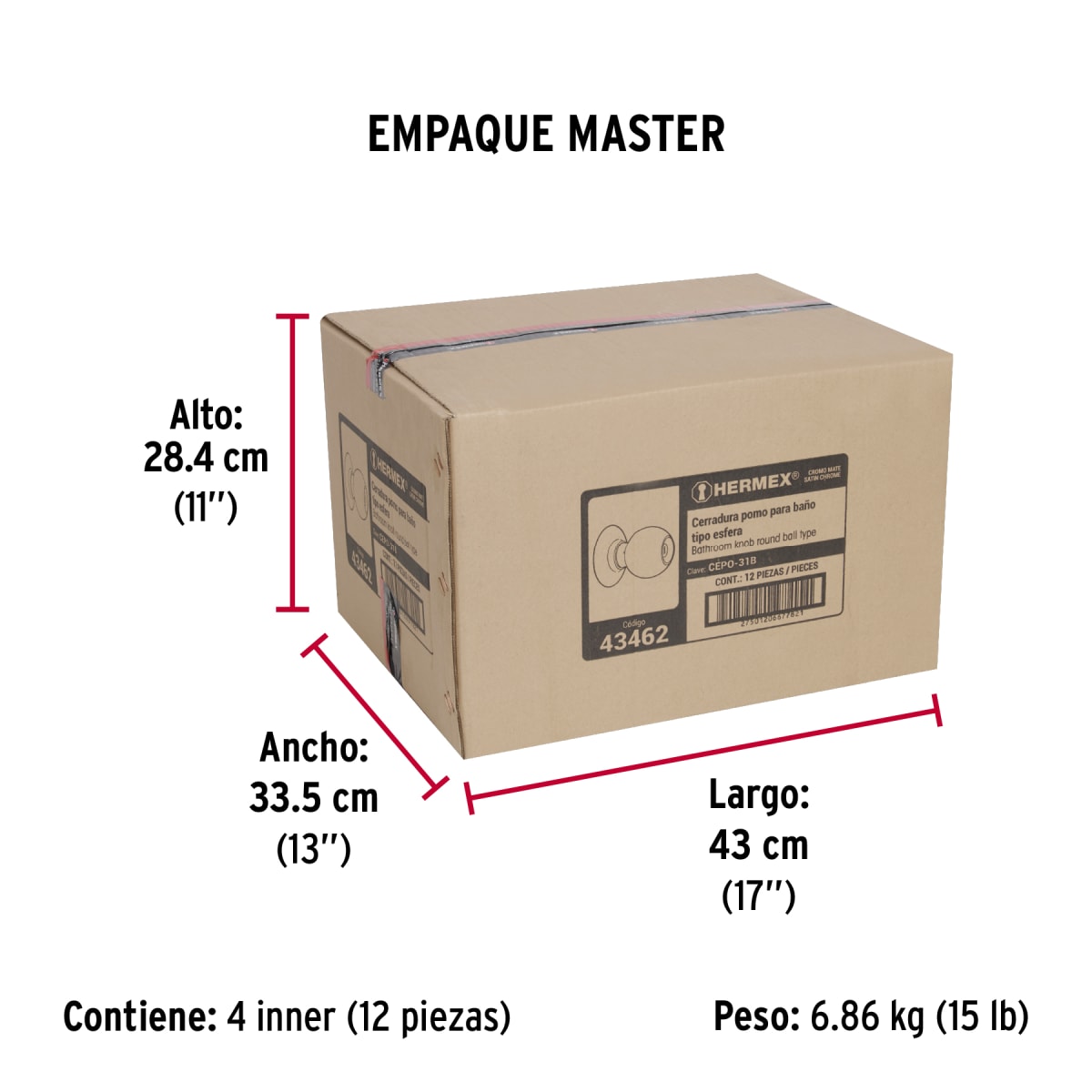 Cerradura Pomo Acero Inoxidable Baño Hermex 434627