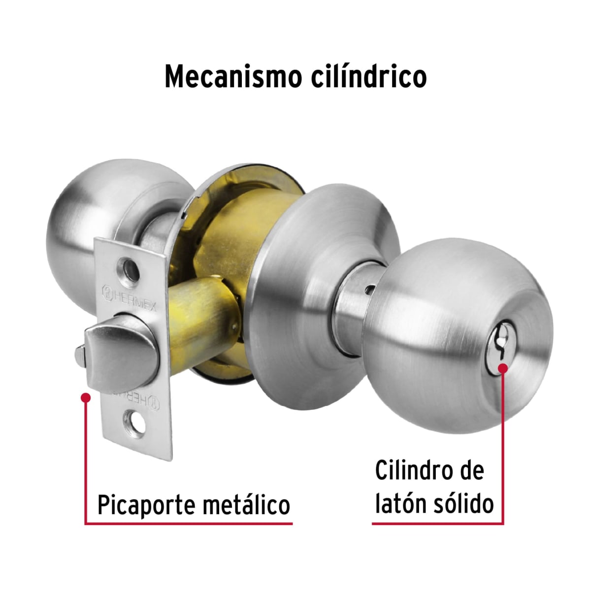 Cerradura Pomo Acero Inoxidable Entrada 434633