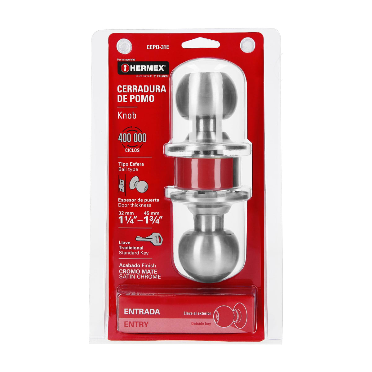 Cerradura Pomo Acero Inoxidable Entrada 4346310