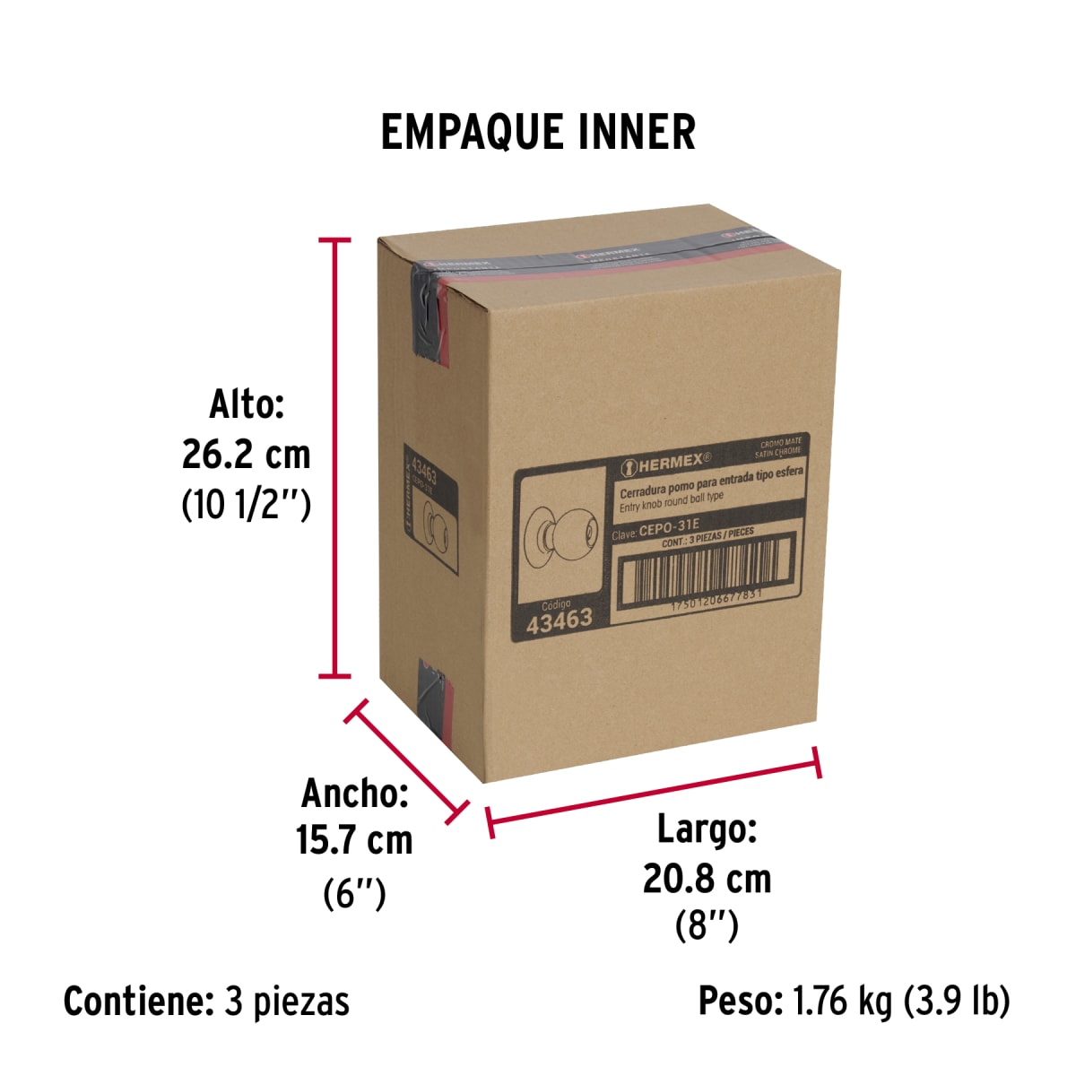 Cerradura Pomo Acero Inoxidable Entrada 434636