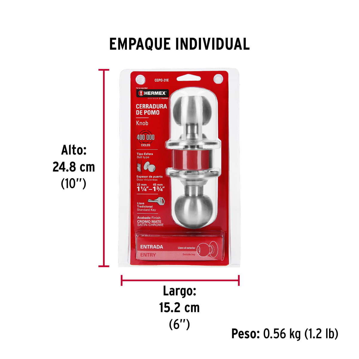 Cerradura Pomo Acero Inoxidable Entrada 434637