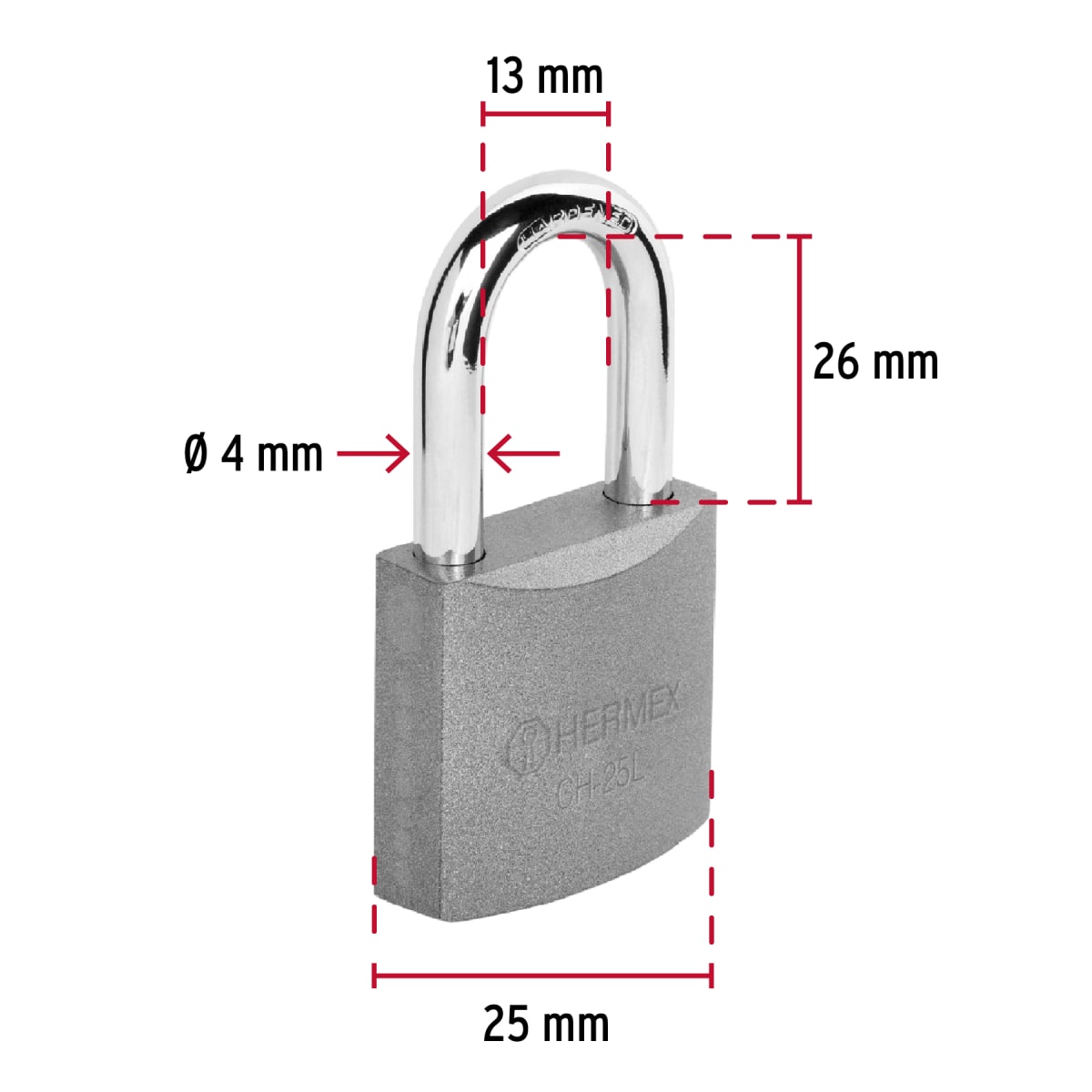 Candado Cuerpo De Hierro Arco Largo 25 Mm Truper 437974