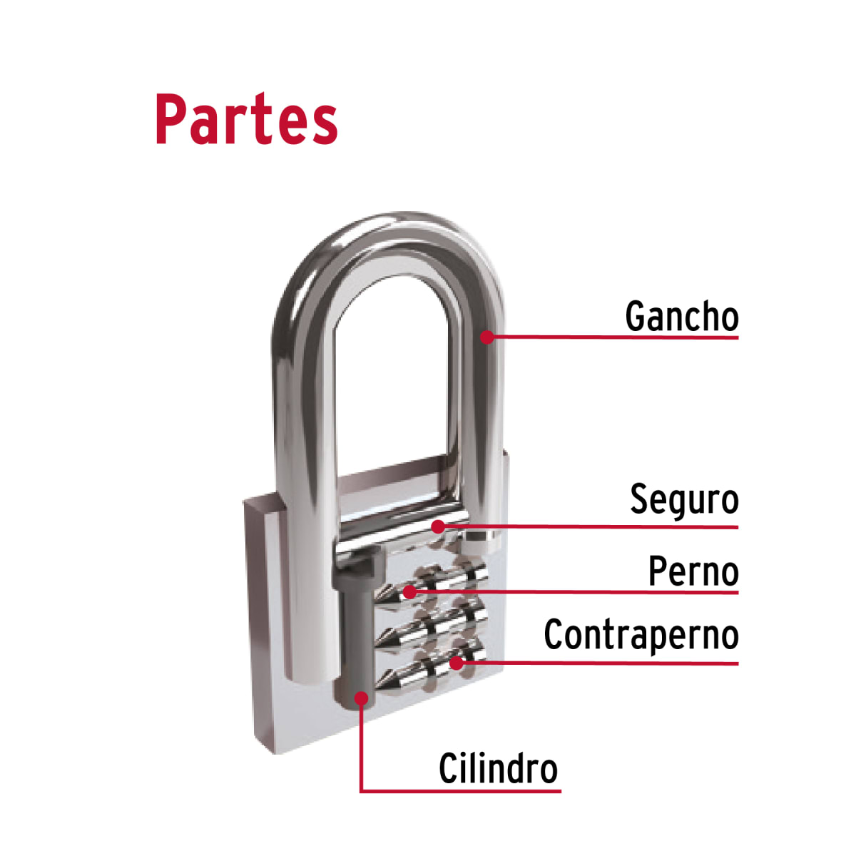 Candado Cuerpo De Hierro Arco Largo 25 Mm Truper 437975