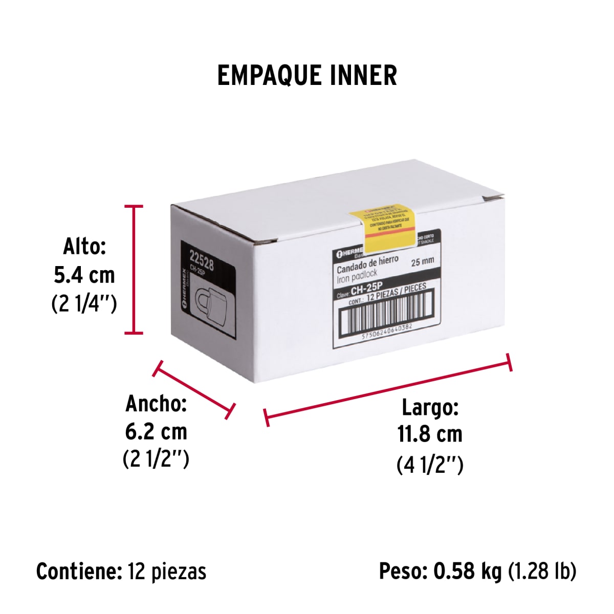 Candado De Fierro 25 Mm Color Latón Truper 225287