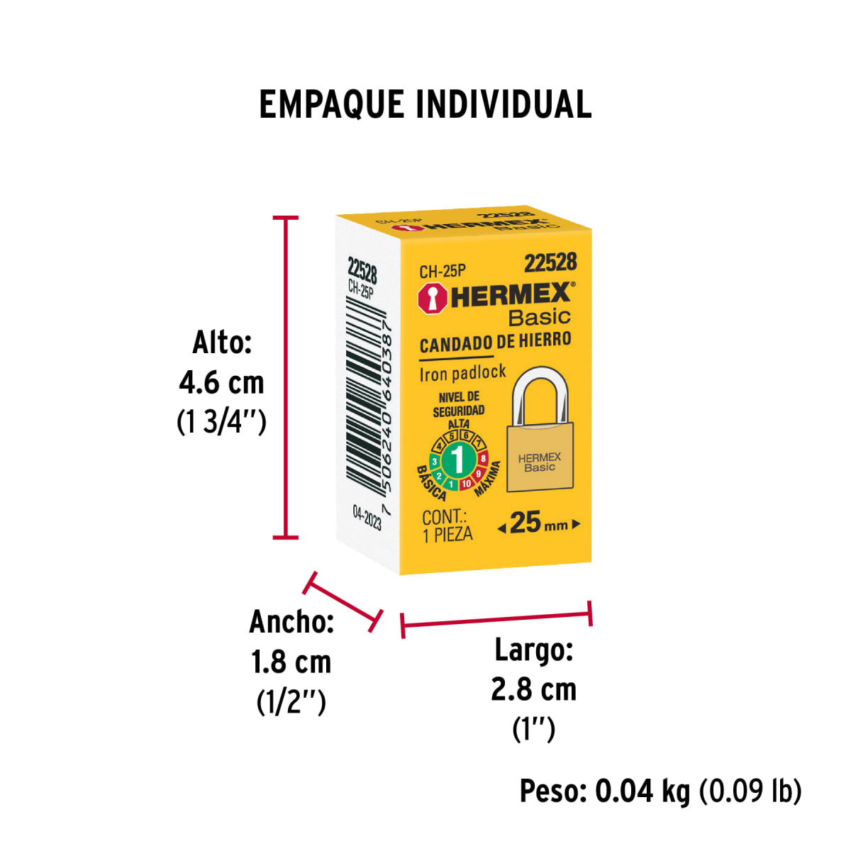 Candado De Fierro 25 Mm Color Latón Truper 225288