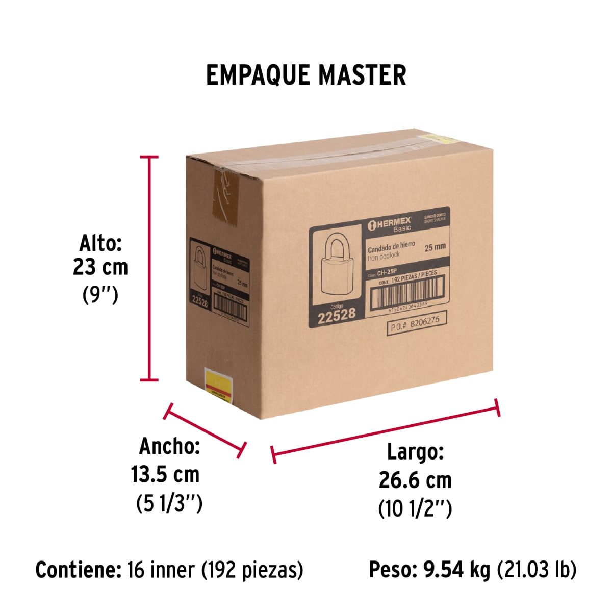 Candado De Fierro 25 Mm Color Latón Truper 225289