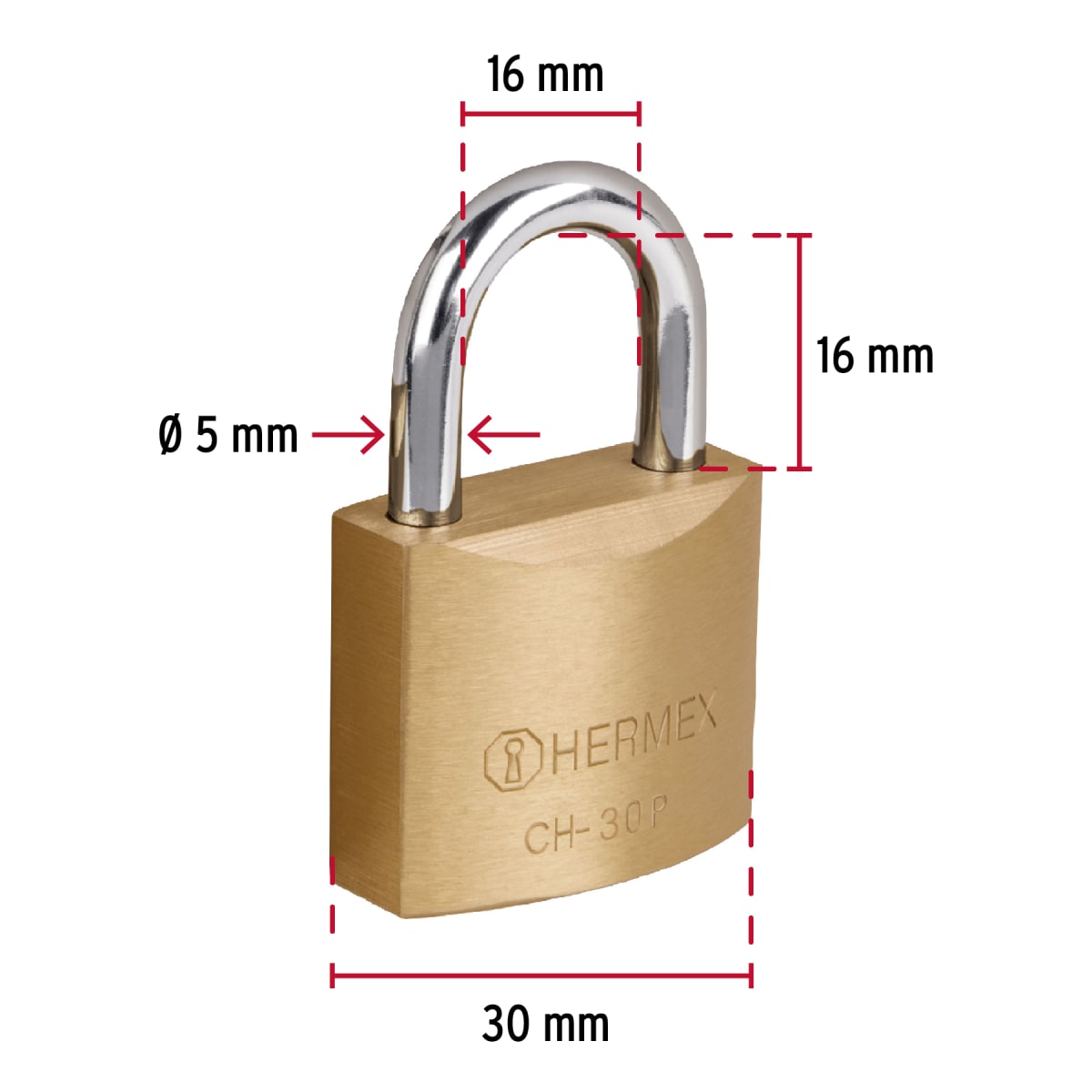 Candado De Fierro 30 Mm Color Latón Hermex 235224