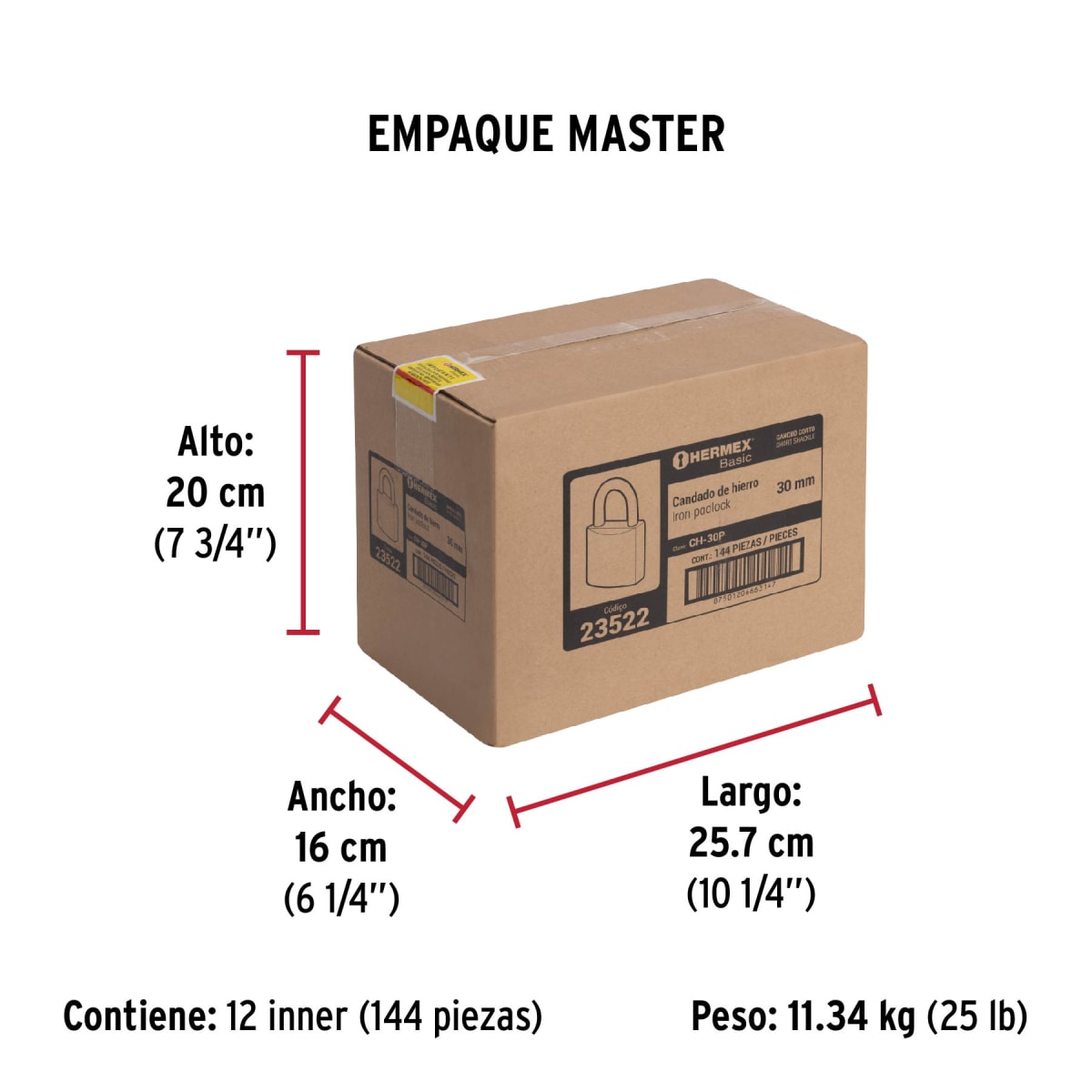 Candado De Fierro 30 Mm Color Latón Hermex 235229