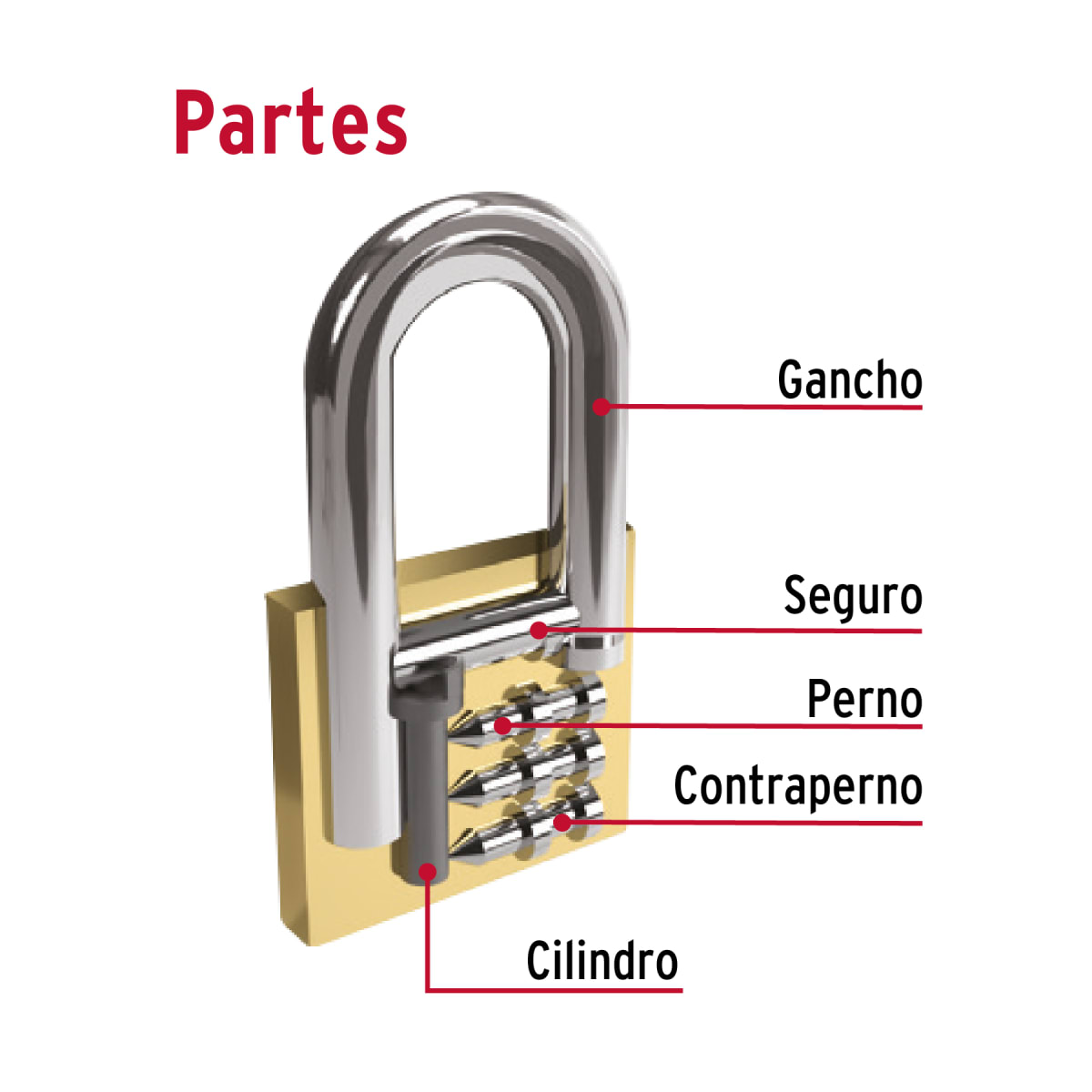 Candado De Fierro 30 Mm Color Latón Hermex 235225