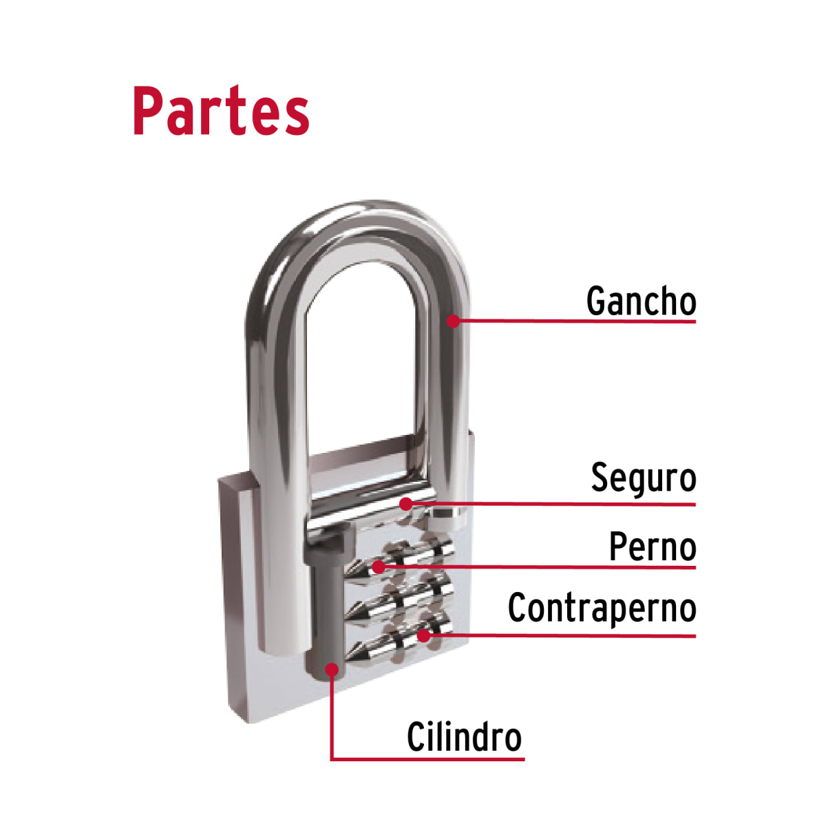 Candado Cuerpo De Hierro Arco Largo 38 Mm Hermex 433236