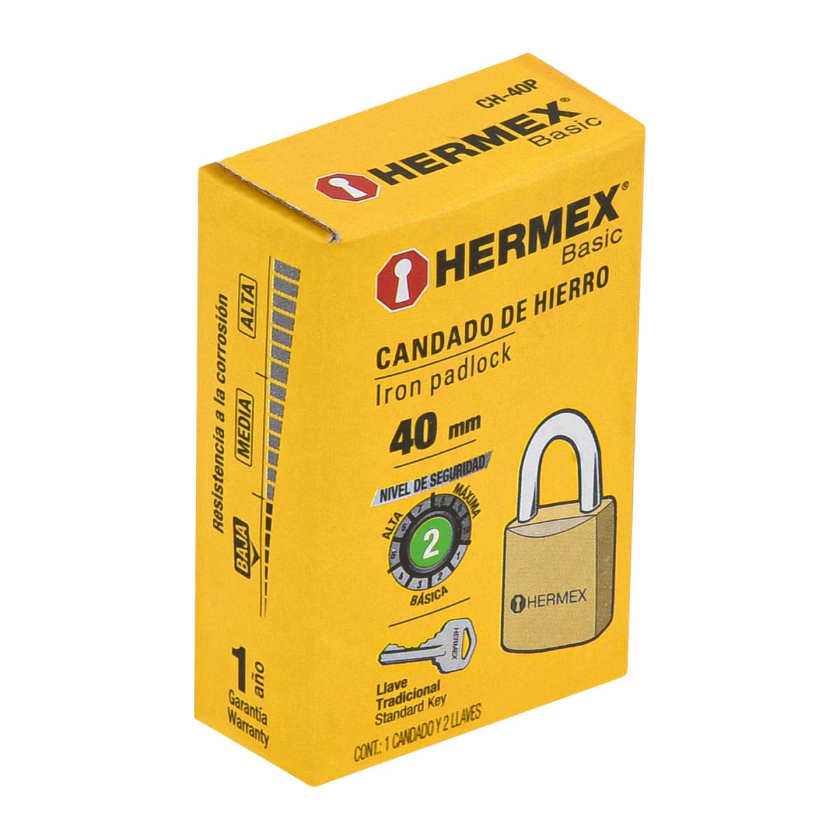 Candado De Fierro 40 Mm Color Latón Hermex 235189