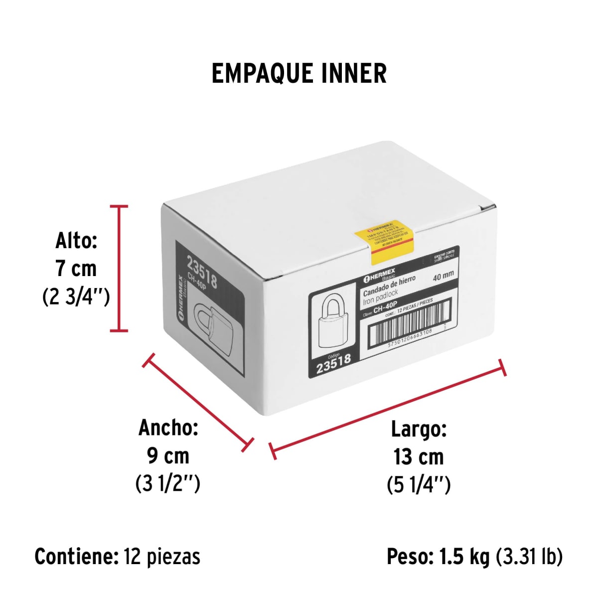 Candado De Fierro 40 Mm Color Latón Hermex 235186