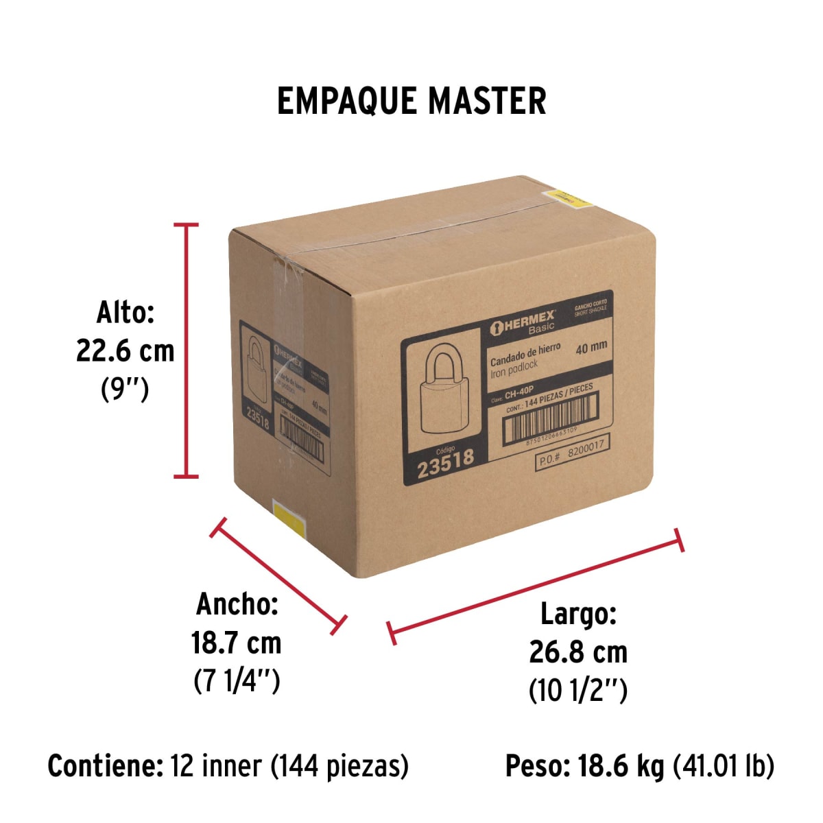 Candado De Fierro 40 Mm Color Latón Hermex 235188