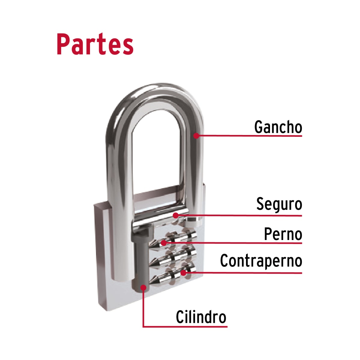 Candado Cuerpo De Hierro Arco Largo 45 Mm Hermex 433245