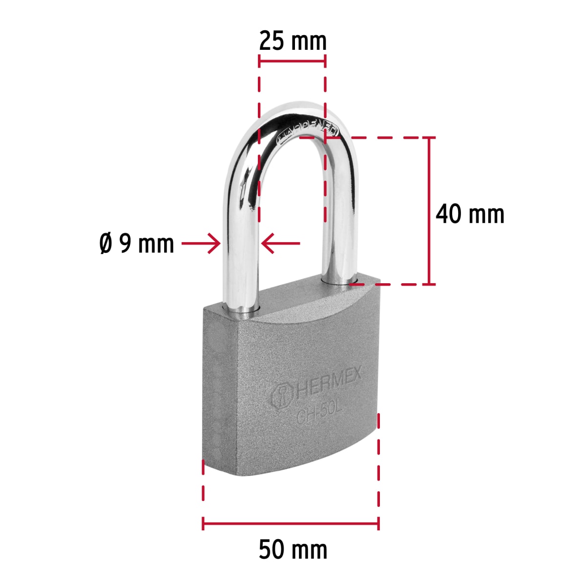 Candado Cuerpo De Hierro Arco Largo 50 Mm Hermex 433254