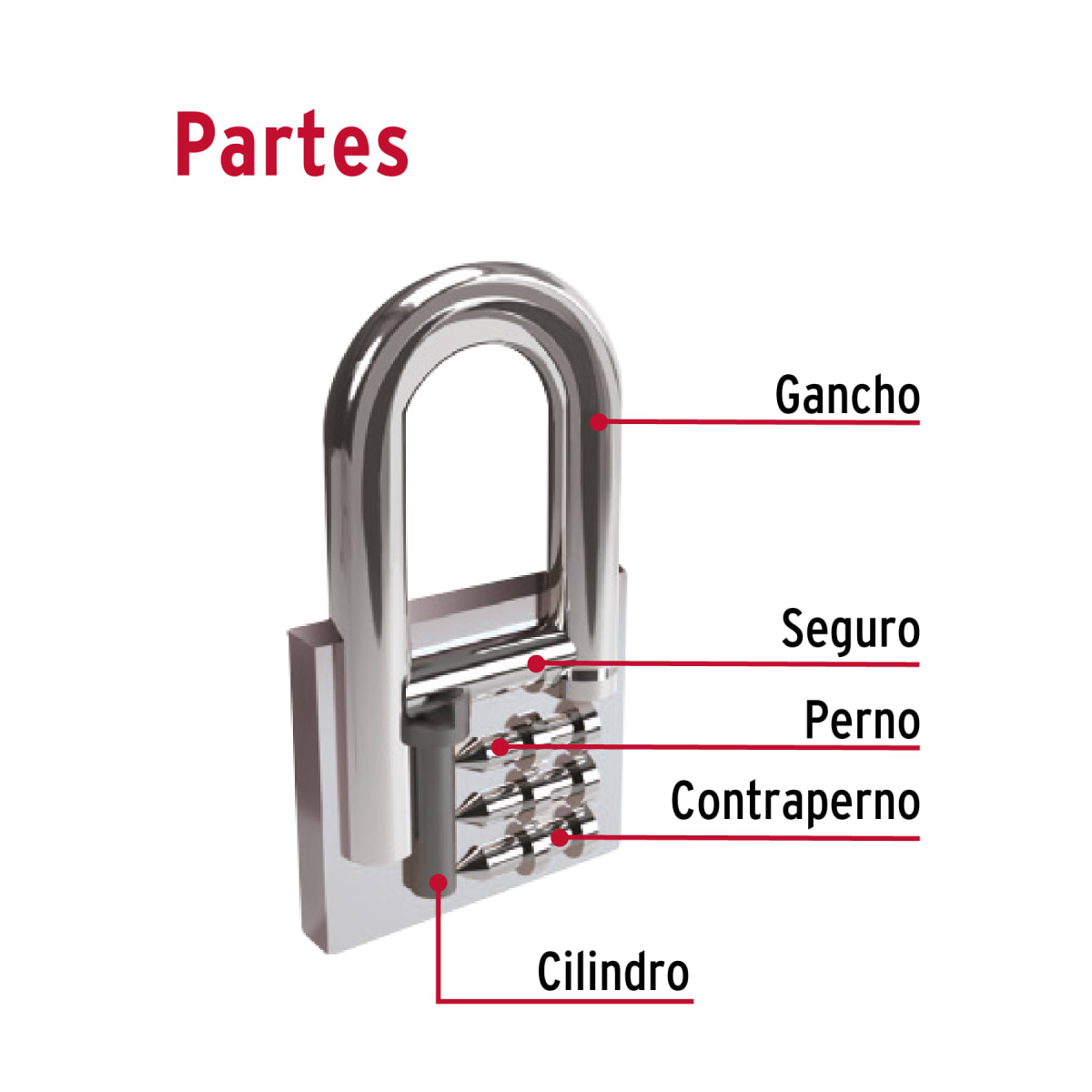 Candado Cuerpo De Hierro Arco Largo 50 Mm Hermex 433255