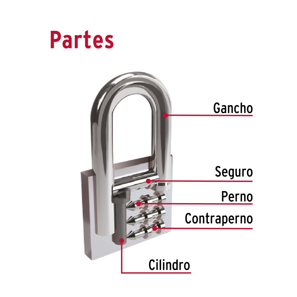 Candado Cuerpo De Hierro Arco Largo 63 Mm Hermex 438025
