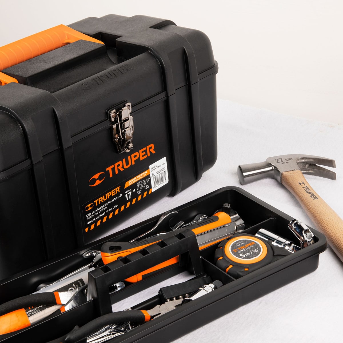 Caja para herramienta industrial broches metálicos Truper 196562