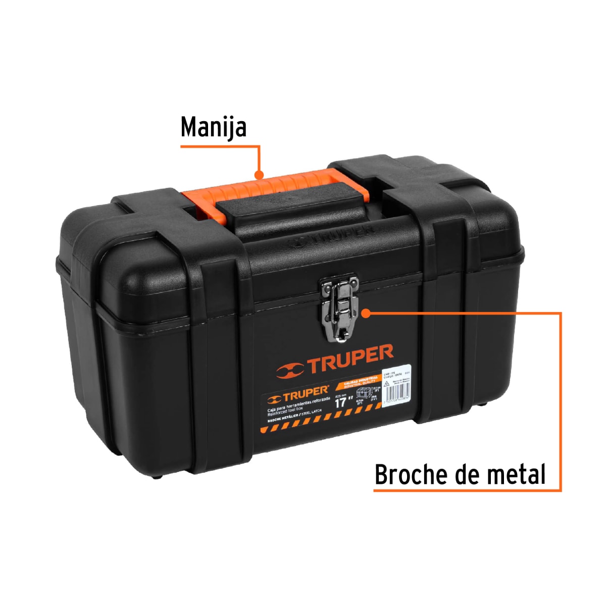 Caja para herramienta industrial broches metálicos Truper 196566