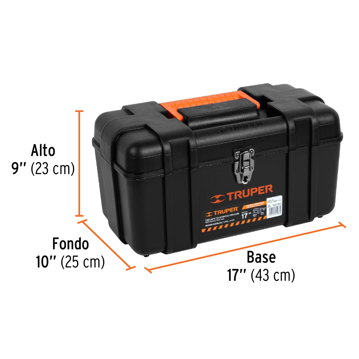 Caja para herramienta industrial broches metálicos Truper 196567